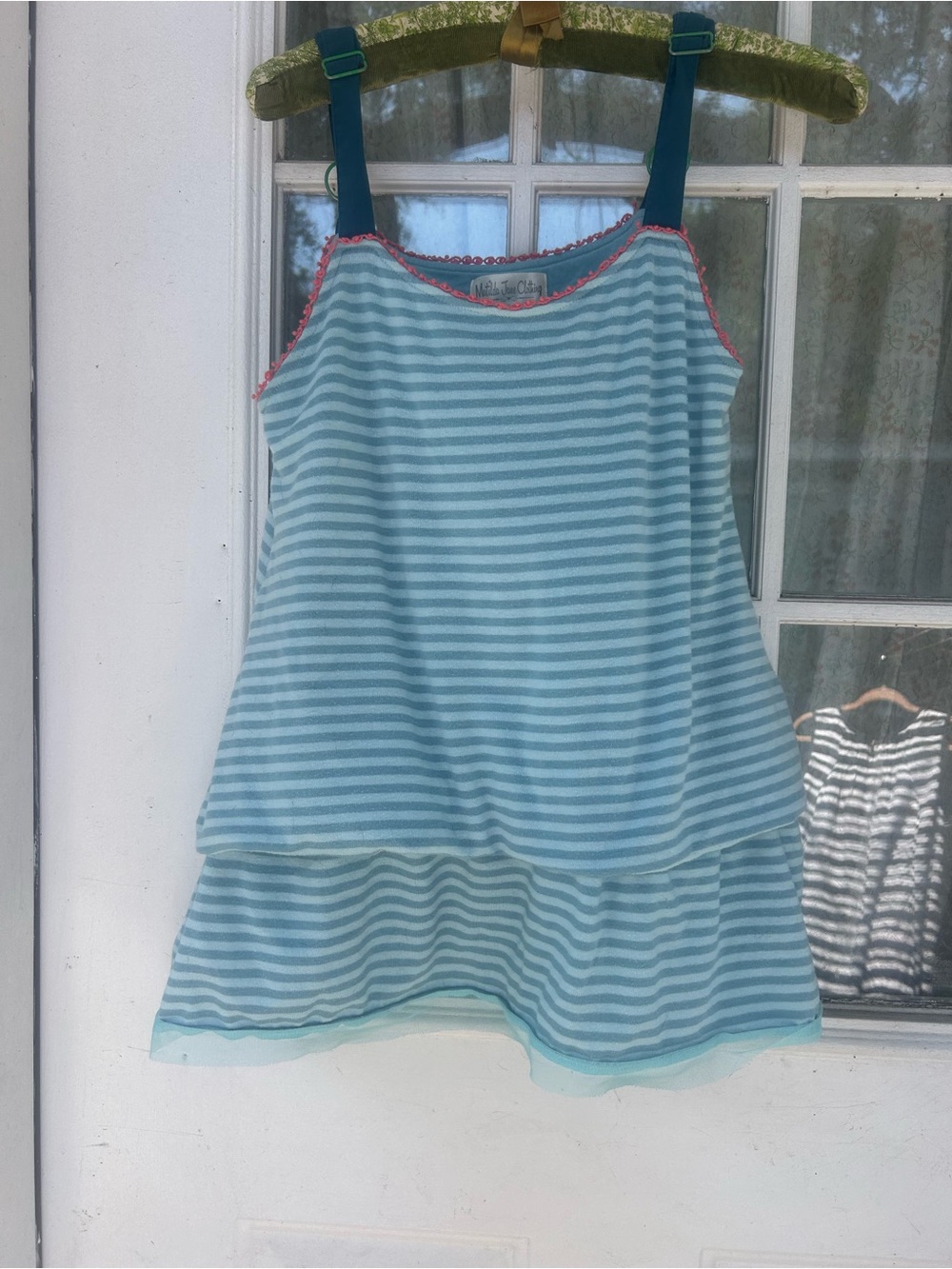 Matilda Jane Light Blue and Navy Striped Layered Tank